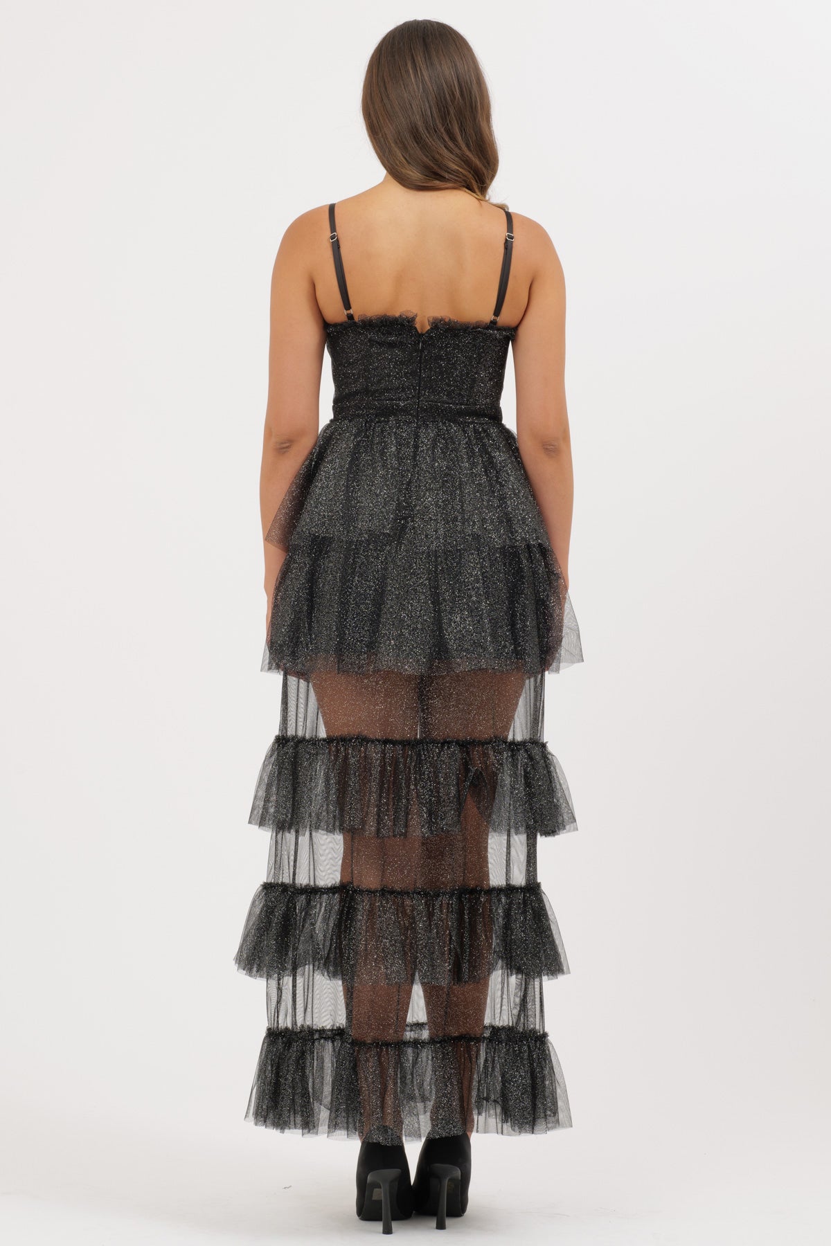 Abito Tulle Balze Nero