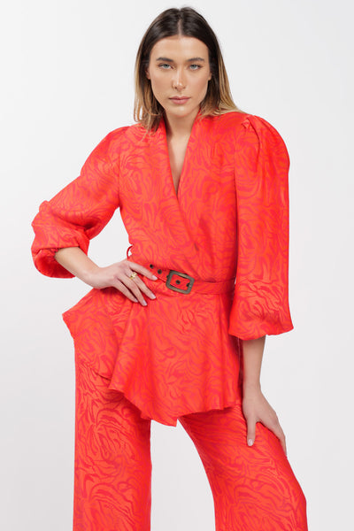 Kimono Corallo Jacquard