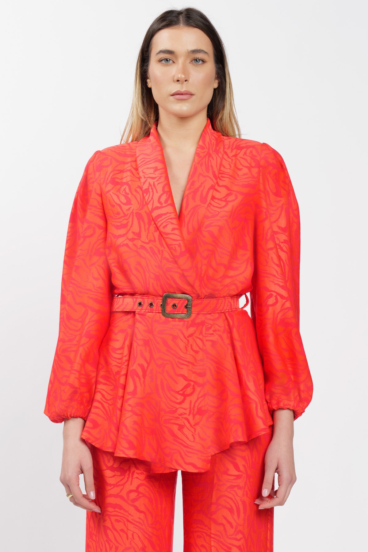 Kimono Corallo Jacquard