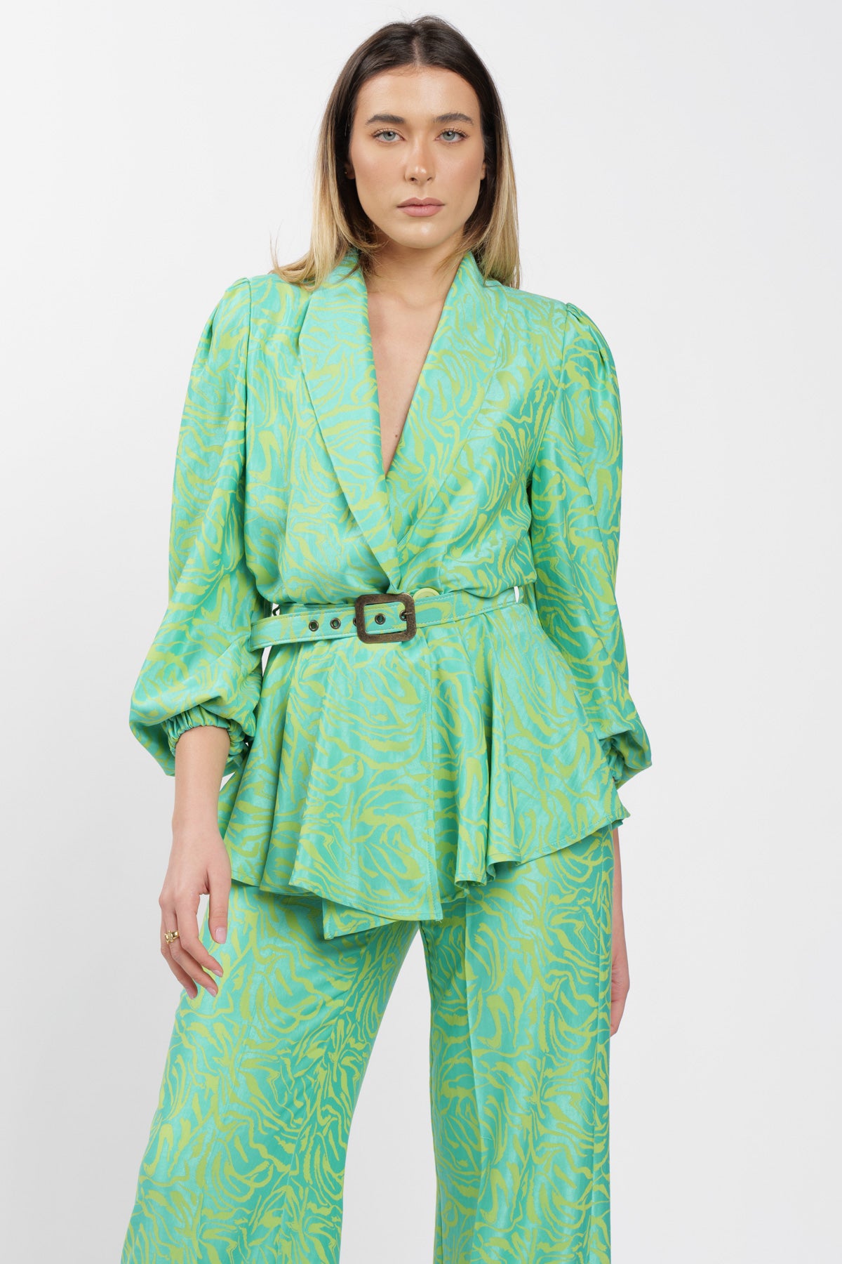 Kimono Verde Jacquard